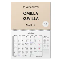 Seinäkalenteri omilla kuvilla, wiresidottu, koko A4
