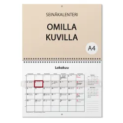 Kalenteri omilla kuvilla, wiresidottu, päivämerkkari, koko - A4
