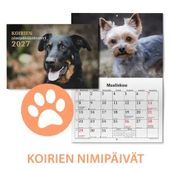 Koirien nimipäiväkalenteri A4, vihkosidottu