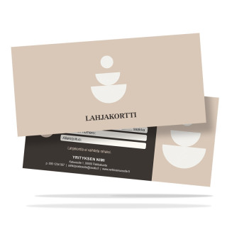 Lahjakortit suomalaisesta painosta.