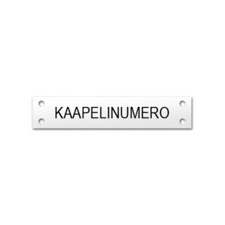 Kaiverrettu kaapelikilpi omalla tekstillä.