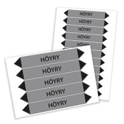Putkistomerkintätarra höyry - Koot 160x25 mm ja 250x40 mm