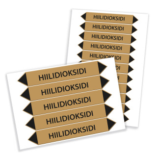 Putkistomerkintätarra hiilidioksidi - Koot 160x25 mm ja 250x40 mm
