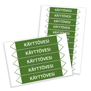 Putkistomerkintätarra käyttövesi - Koot 160x25 mm ja 250x40 mm