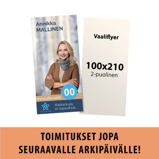 Vaaliflyer 100x210mm omalla painatuksella