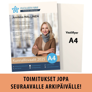Vaaliflyer A4 omalla painatuksella