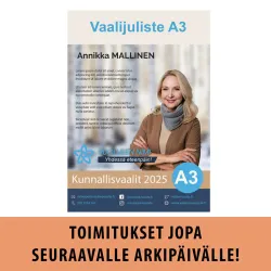 Vaalijuliste A3 100 kpl omalla painatuksella
