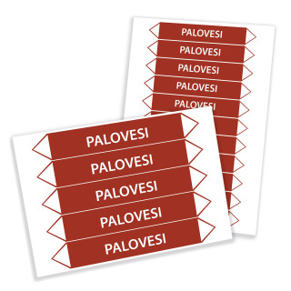 Putkistomerkintätarra palovesi - Koot 160x25 mm ja 250x40 mm