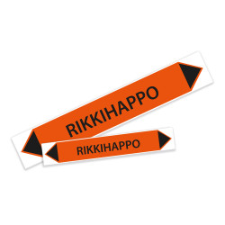 Putkistomerkintätarra rikkihappo - Koot 400x63 mm ja 630x100 mm