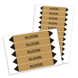 Putkistomerkintätarra kloori - Koot 160x25 mm ja 250x40 mm