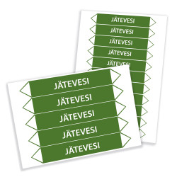 Putkistomerkintätarra jätevesi - Koot 160x25 mm ja 250x40 mm