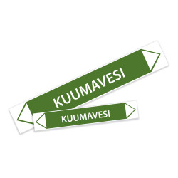 Putkistomerkintätarra kuumavesi - Koot 400x63 mm ja 630x100 mm