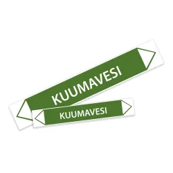 Putkistomerkintätarra kuumavesi - Koot 400x63 mm ja 630x100 mm