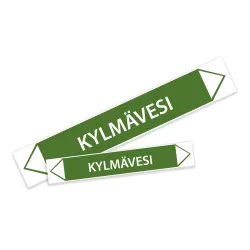 Putkistomerkintätarra kylmävesi - Koot 400x63 mm ja 630x100 mm