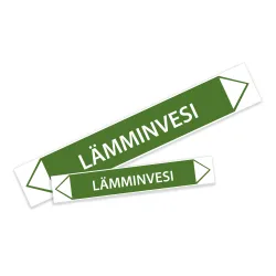 Putkistomerkintätarra lämminvesi - Koot 400x63 mm ja 630x100 mm