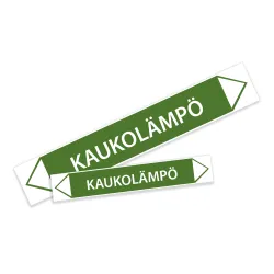 Putkistomerkintätarra kaukolämpö - Koot 400x63 mm ja 630x100 mm