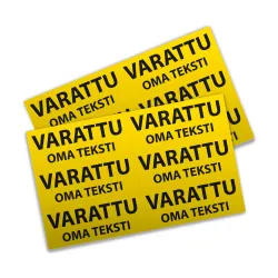 "Varattu" omalla tekstillä tarra-arkki