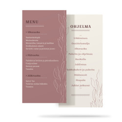 Menu- ja ohjelmakortti häihin omilla tiedoilla.